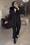 Lısa Exclusıve Siyah Orijinal Çıkarılabilir Kürklü Parka