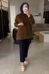 Nuss Taba Puantiye Detaylı Kupra Tunik