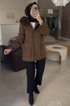 Lısa Exclusıve Haki Orijinal Çıkarılabilir Kürklü Parka