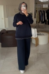 Tıg Trıko Lacivert Simli Dilim Detaylı Oversize Tunik 4131