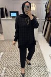 Siyah İpek Kazayağı Tunik