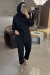 Lısa Exclusıve Siyah Saten Ceket Pantolon Takım