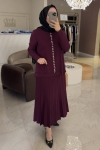 Nuss Bordo Taş Detaylı Etekli Takım 1351