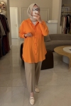 Tıg Trıko Orange Saten Yüzlü Oversize Gömlek
