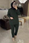 Nuss Yeşil Broşlu Pantolonlu Triko Takım 1353