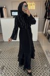 Siyah İNCİ İŞLEME ABAYA
