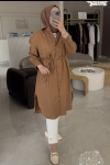 Merwish Camel Shine Uzun Gömlek