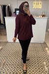 Bordo Kupra Detay Desen Tunik 3012