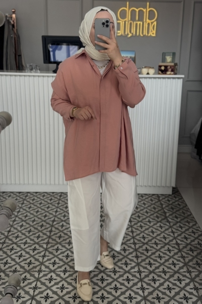 Nude Tensel Rahat Gömlek-3001