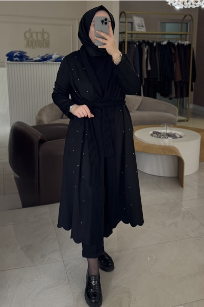 Nuss Siyah Süet Zımba Detay Bağcıklı Uzun Kap 6001