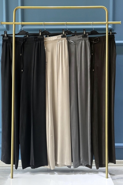 Sentez Grup Siyah Aden İpek Kupra Pantolon