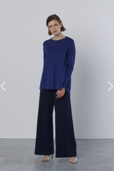 Nuss Saks Mavisi Kısa Oval Kesim Tunik-902