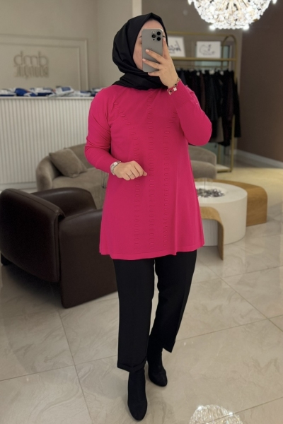 Nuss Fuşya Bükme Detay Tunik 907
