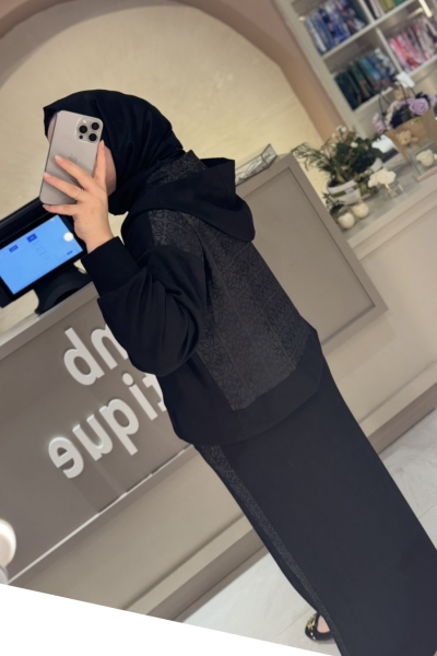 Nuss Siyah Siyah Jakar Detay Etekli Takım 1038