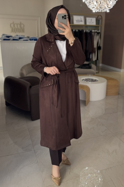 Nuss Kahverengi Süet Zımba Detay Kap