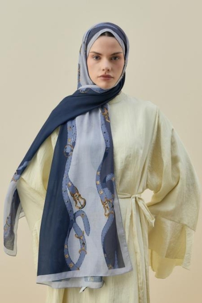 Merwish İndigo Mirage Şal 2607