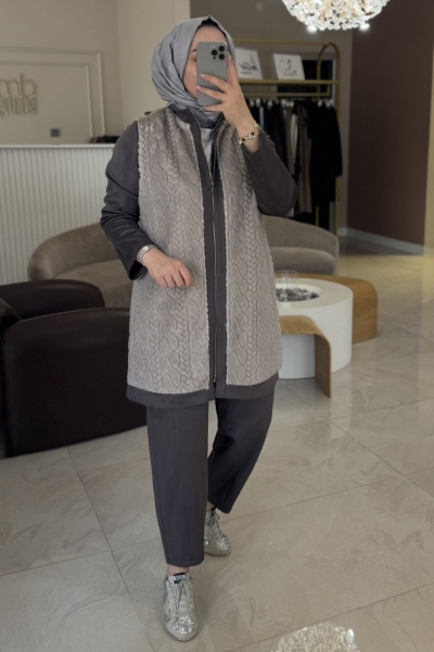 Esswaap Gri Süet Havuç Pantolon