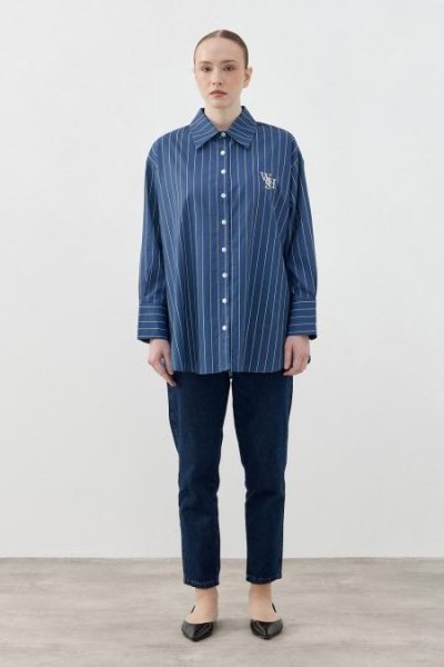 Merwish Lacivert Old Retro Gömlek