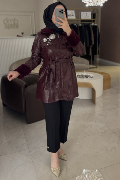 Selinada Bordo Parlak Kumaş 4231 Kap 