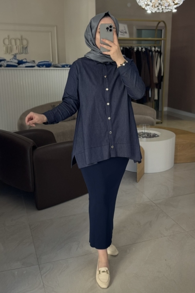 Nuss Lacivert Triko Kalem Etek - 013