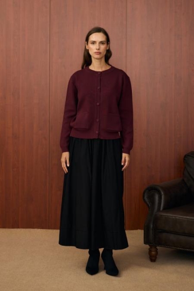 Merwish Bordo Bomber Mini Hırka