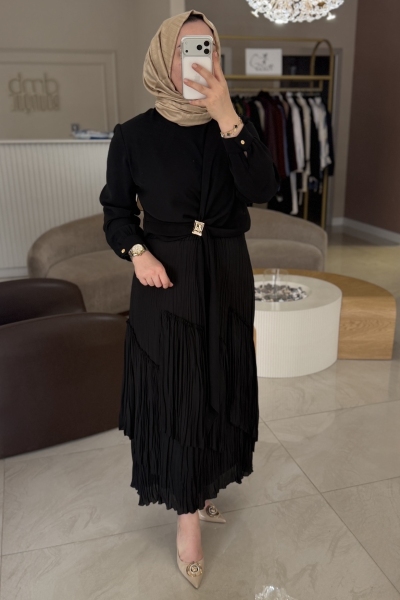 Esswaap Siyah Toka Detaylı Tunik