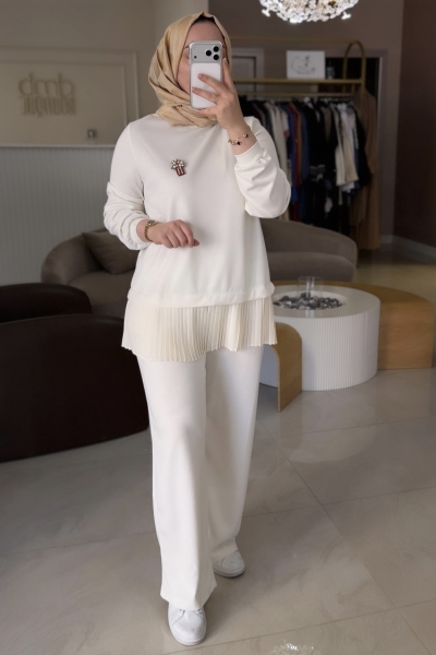 Nuss Ekru Pilise Detaylı 1079 Takım