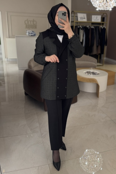 Nuss Siyah Gold İşlemeli Kap 6018