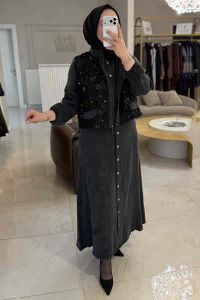 Lıssmore Siyah Kupra Yelekli Gömlek Elbise