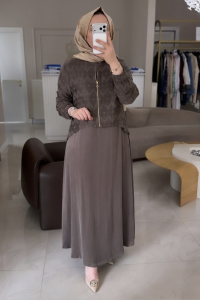 Nuss Vizon Ceketli Kupra Elbise 2031