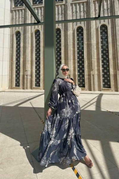 Siyah Bahar Desen Elbise
