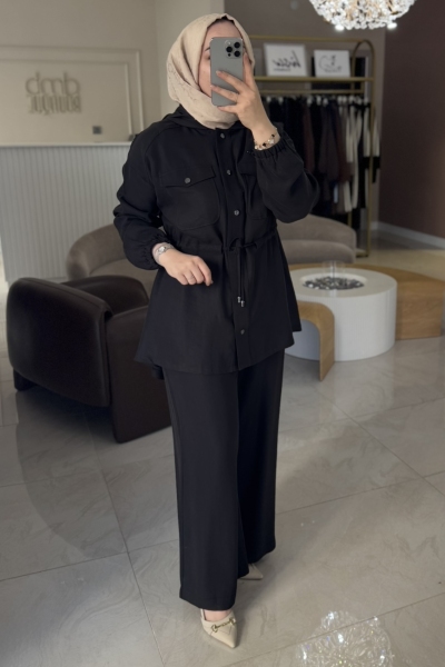 Nuss Siyah 1022 Broş İşleme Bağcıklı Takım