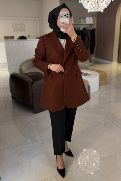 Esswaap Kahverengi Yün İçerikli Ceket