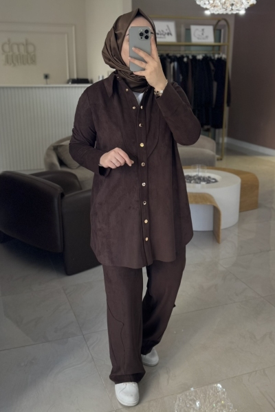 Esswaap Kahverengi Lazer Kesi Süet Ceket