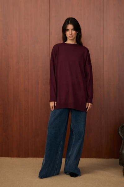 Merwish Bordo Venedik Triko Tunik 1502