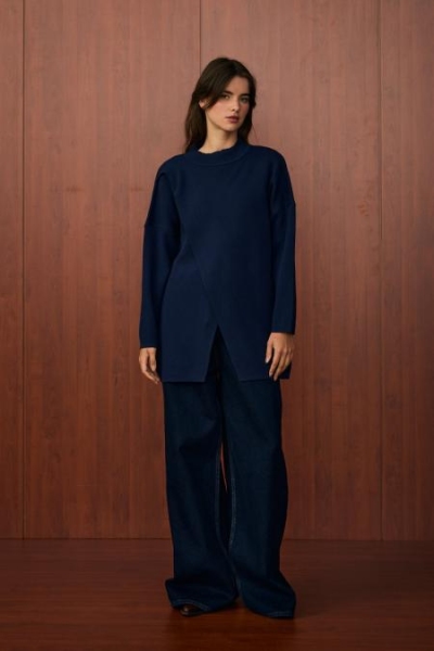 Merwish Lacivert Makas Tunik 1559