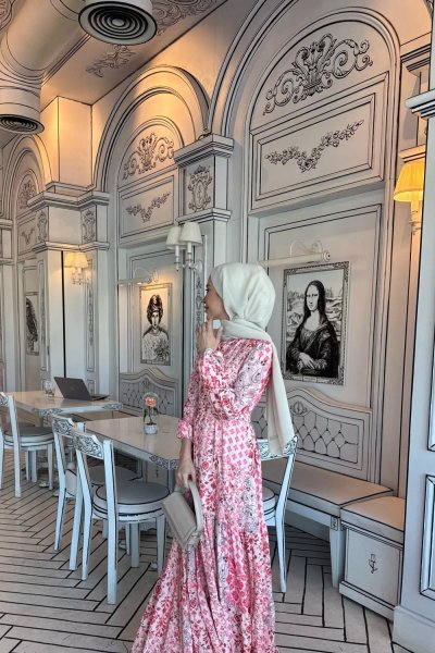 Pembe Çiçek Elbise