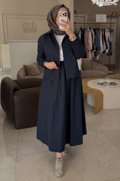 Wennora Lacivert Gömlek Etek Takım