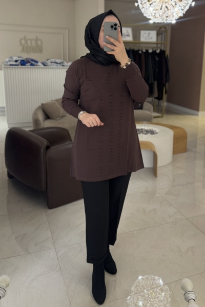 Nuss Acı Kahve Bükme Detay Tunik 907