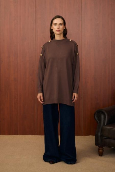 Merwish Kahverengi Milano Triko Tunik 1501