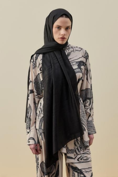 Merwish Siyah Royal Modest Şal 2610
