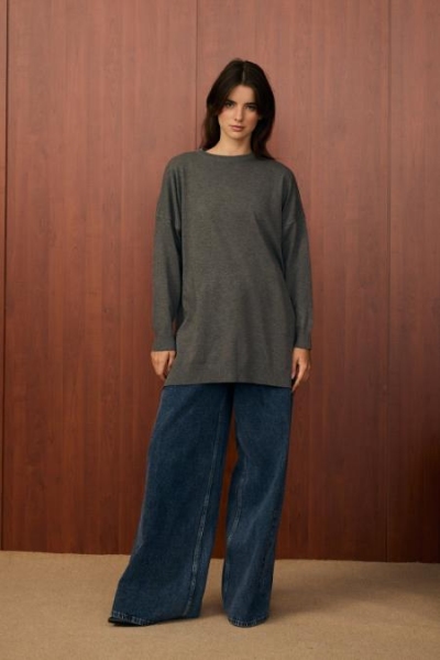 Merwish Gri Venedik Triko Tunik 1502