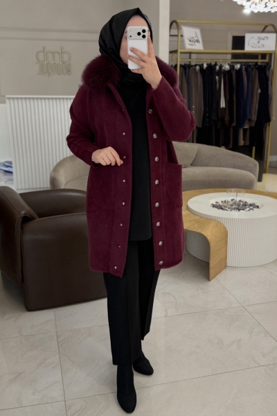 Nuss Bordo Kürklü Angora Kaban