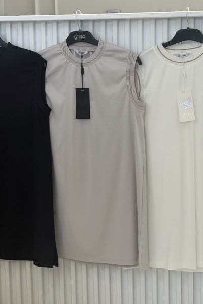 Ghisa Ekru Basıc Kısa Kol İçlik