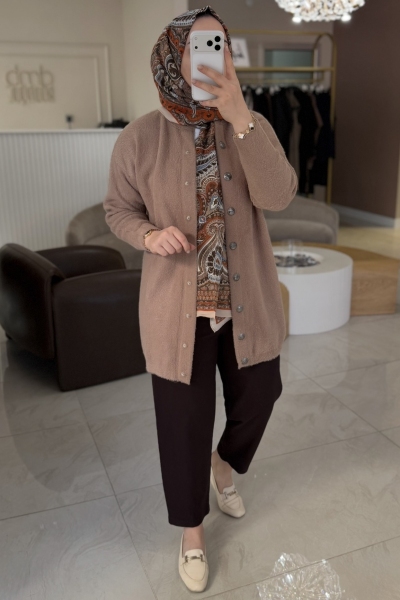 Nuss Bej Angora Uzun Hırka 7005