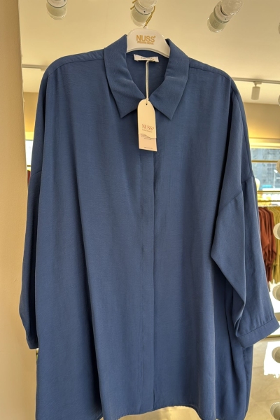 Nuss İndigo Tensel Rahat Gömlek-3001