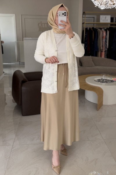 Tıg Trıko Beyaz Kelebek Jakar Hırka