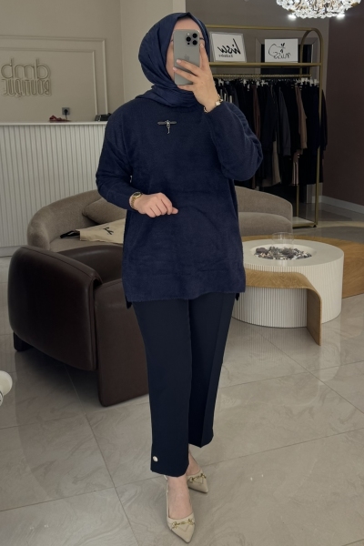 Nuss Lacivert Angora Balıkçı Yaka Kazak 7000