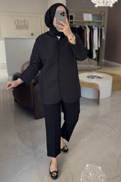Merwish Siyah Taşlı Hafif Kap