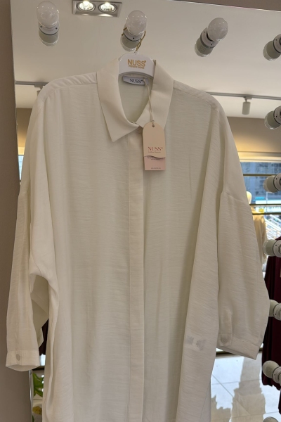Nuss Beyaz Tensel Rahat Gömlek-3001